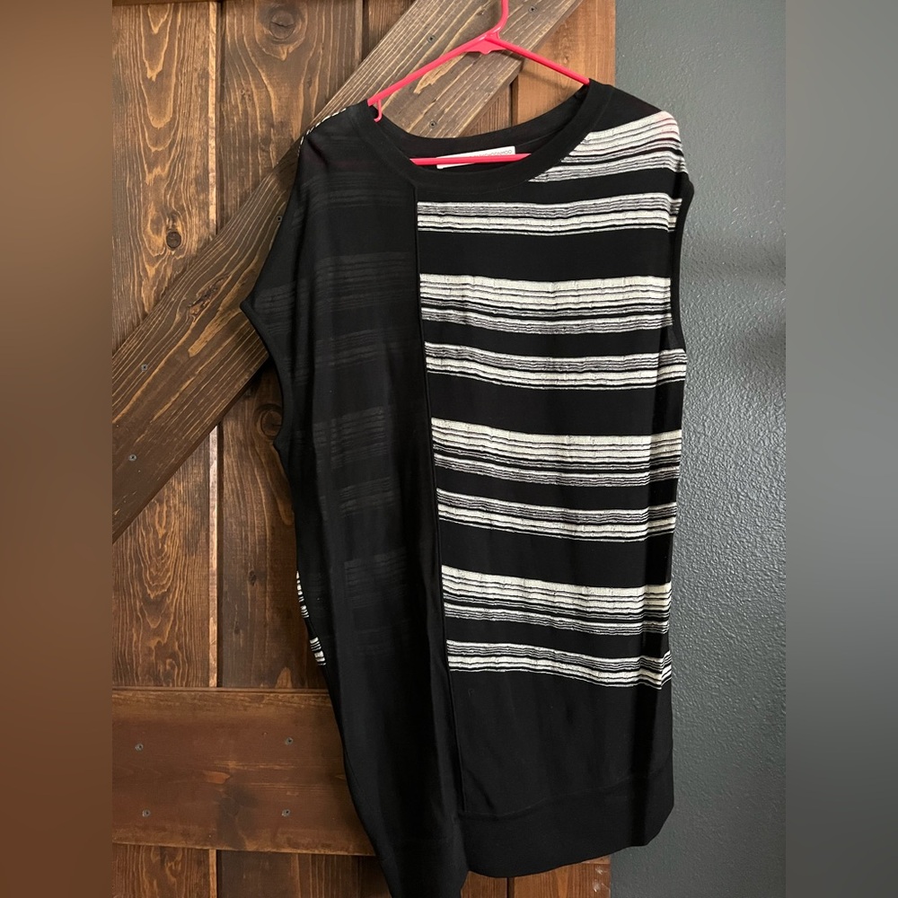 Designer Demoo ParkChoonmoo. Black and White Striped Sleeveless Top